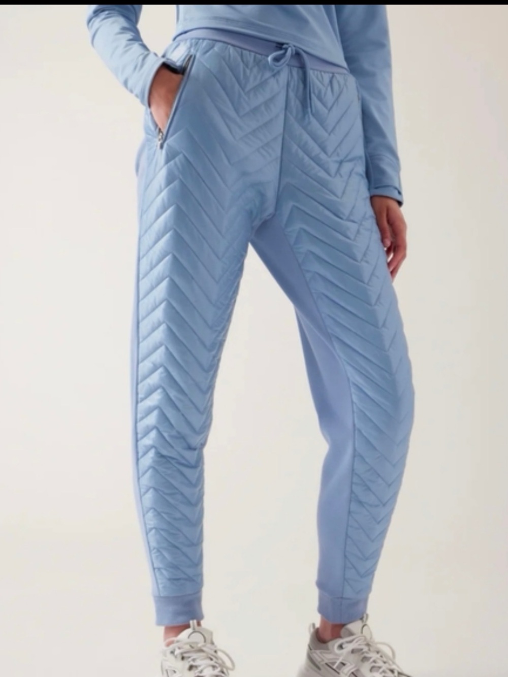 Athleta Powder Blue Quilted Apres Ski Down Jogger Pants Size 8P